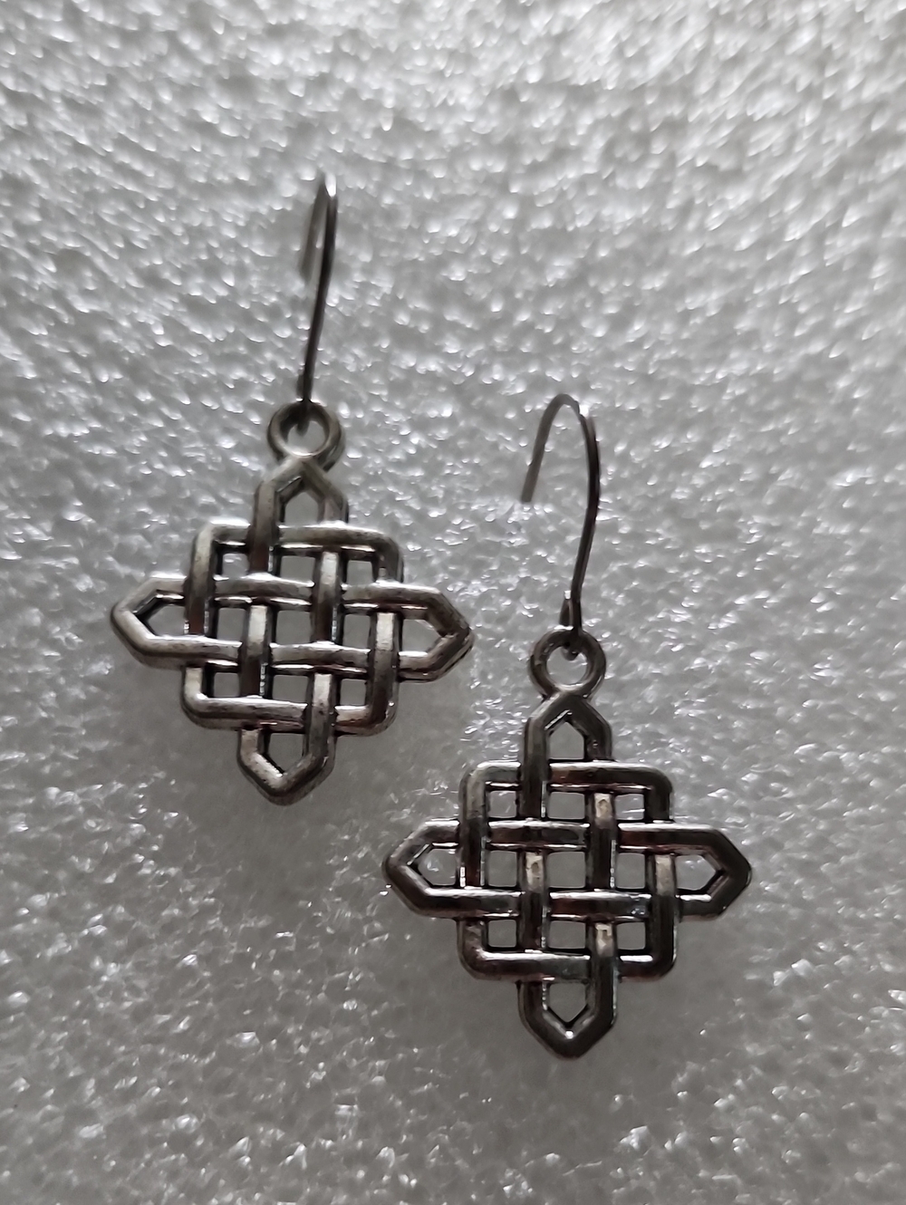 Hand Crafted Silver-Tone Celtic Knot Drop Earrings